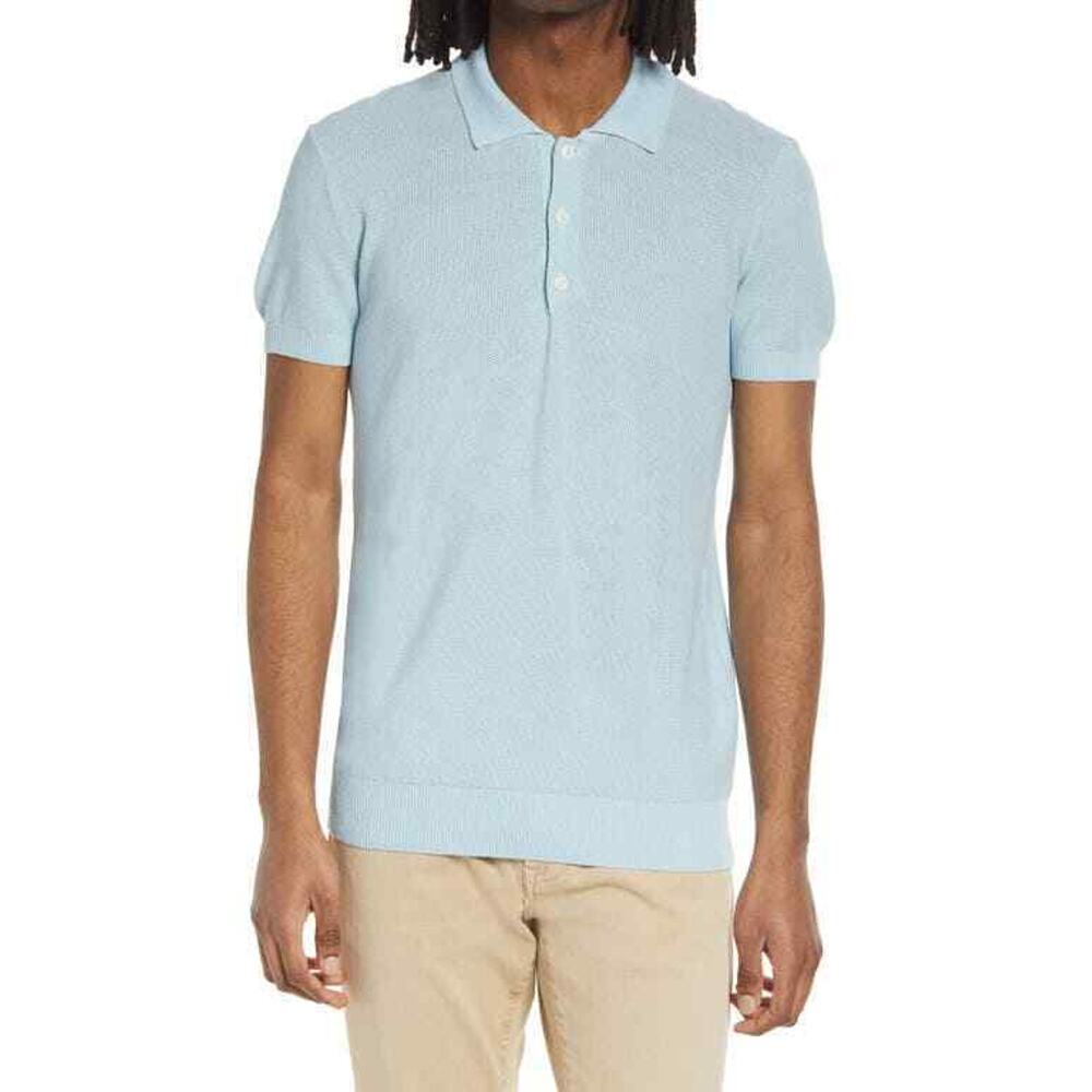 A.P.C. Men Jude Solid Polo Shirt Light Blue Size XXL 1805